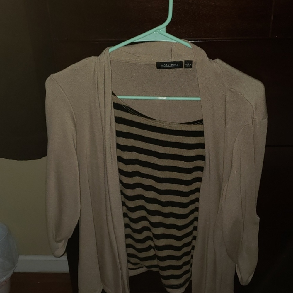 Beige and black top